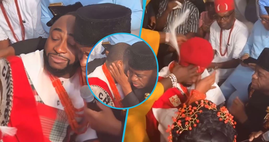 Davido weeps uncontrollable as Chioma’s father blesses their union